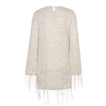 Haute L\' Amitié - Sequin Fringe Midi Dress - Pearl